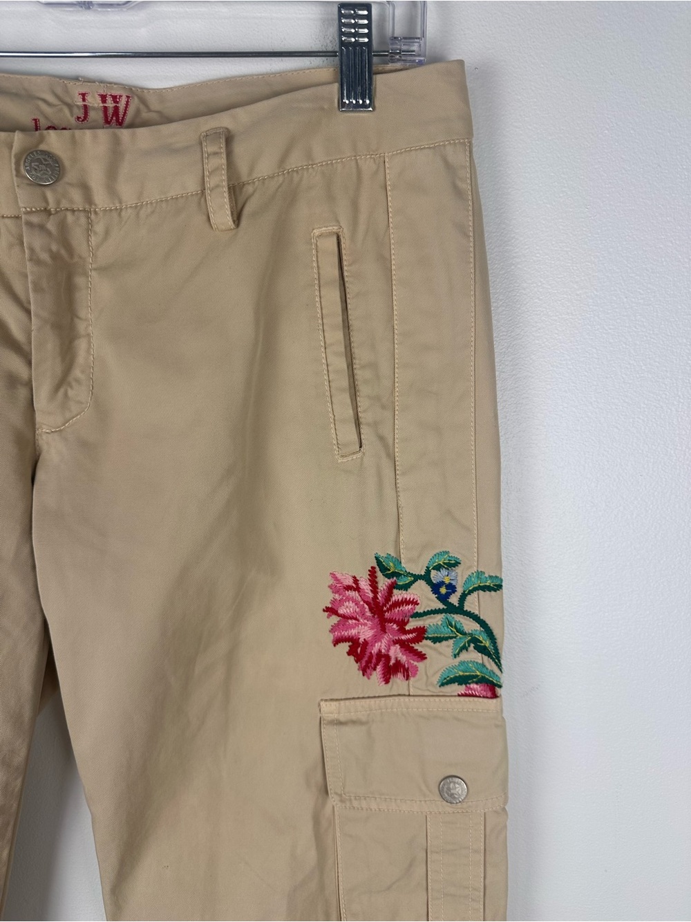 Johnny Was Cargo Pockets Wide Leg Crop Floral Emrboidered Pants Women’s Sz M - Picture 3 of 12